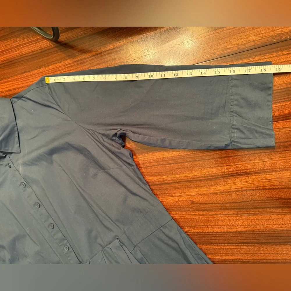 Universal Standard Asymmetric Shirtdress Cotton Blend Teal Medium 18-20 EUC - Picture 13 of 13